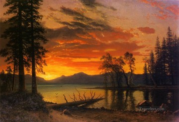  paisajes Pintura al %C3%B3leo - Puesta de sol sobre el río Albert Bierstadt Paisajes